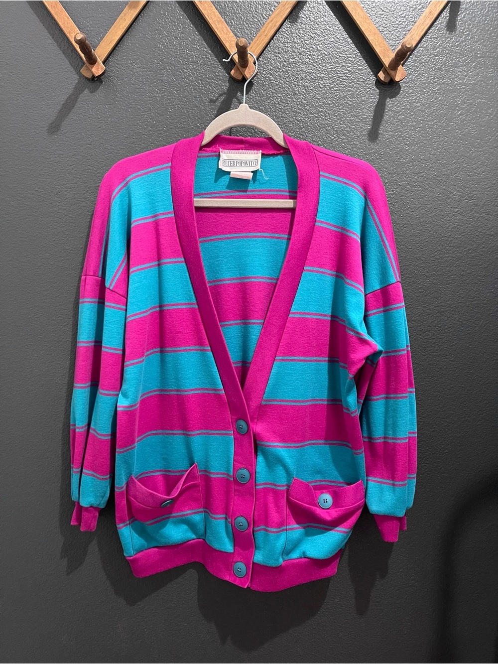Vintage Peter Popovitch Chunky Striped Cardigan - Picture 2 of 6